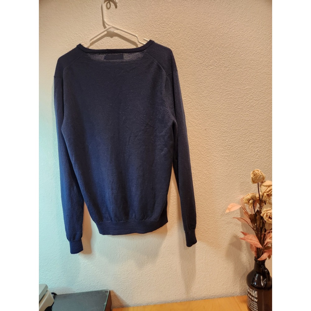 J.Crew Slim‎ Fit 100% Merino Wool V-Neck Sweater Navy Blue Size L